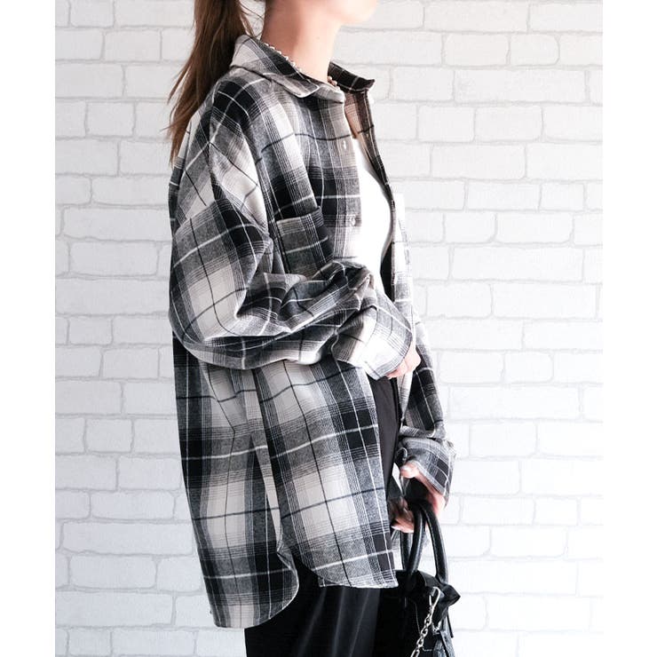 チェックロングシャツ 秋 冬 レディース チェック ロング シャツメール | aquagarage | 詳細画像29 