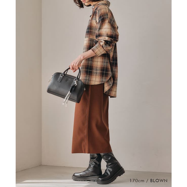 チェックロングシャツ 秋 冬 レディース チェック ロング シャツメール | aquagarage | 詳細画像7 