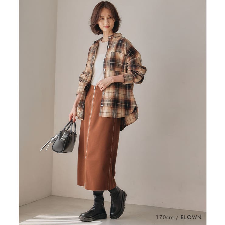 チェックロングシャツ 秋 冬 レディース チェック ロング シャツメール | aquagarage | 詳細画像8 