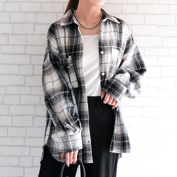 ホワイト系 | チェックロングシャツ 秋 冬 レディース チェック ロング シャツメール | aquagarage