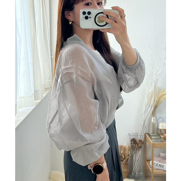 バンドカラーシアーシャツ レディース 春 秋 M | aquagarage | 詳細画像9 