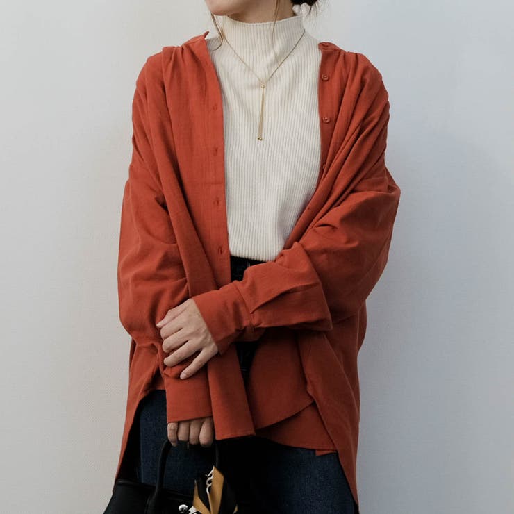 テラコッタ | バンドカラーフランネルブラウス  春 秋 冬 | aquagarage