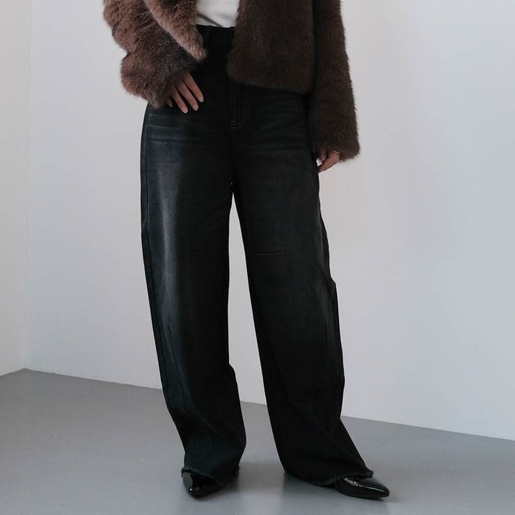 ブラック | バレルレッグデニムパンツ 春 夏 秋 冬 レディース | aquagarage