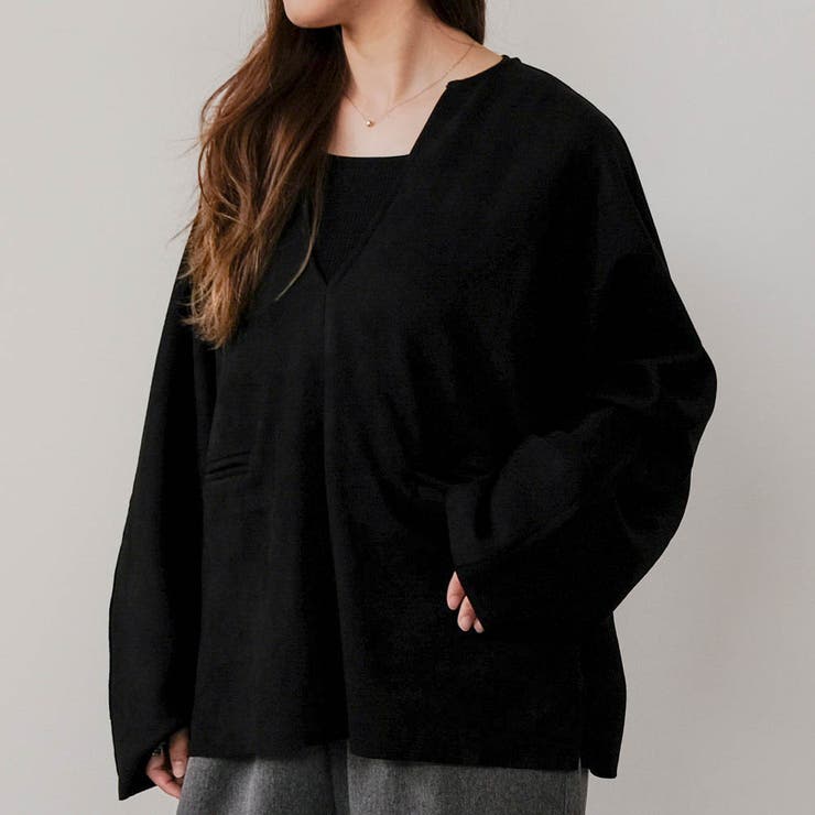 ブラック | キーネックオーバートップス 春 秋 冬 M レディース | aquagarage