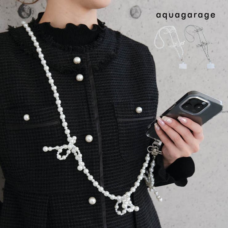 ビーズリボンストラップ レディース パール | aquagarage | 詳細画像1 