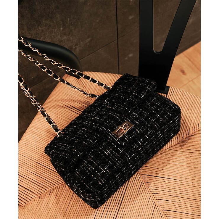 ブラック | ツイードチェーン2wayショルダーバッグ  レディース | aquagarage