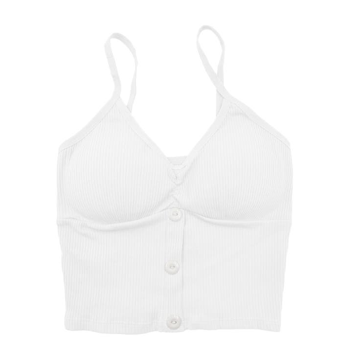 ホワイト | 飾りボタンが上品で大人っぽい！ボタンデザインブラトップ | aquagarage