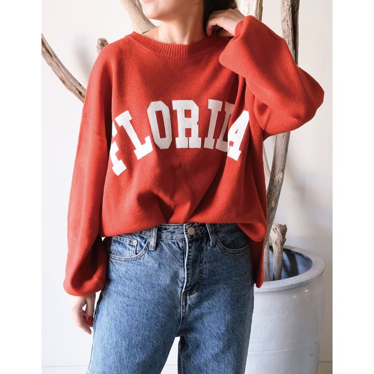 オレンジ | 胸元のロゴプリントが存在感を高めてくれる！ロゴプリントニットトップス | aquagarage