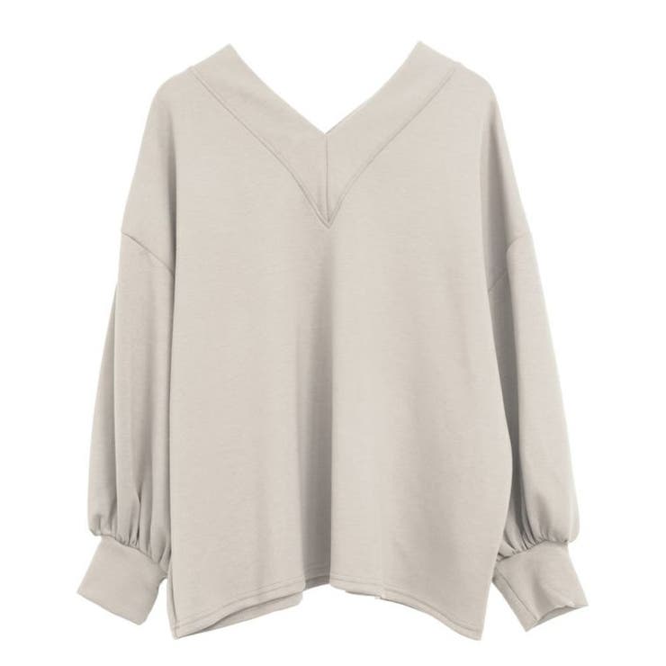 グレージュ | シャープな抜け感を演出する♪前後深Vネックトップス | aquagarage