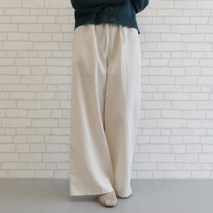 アイボリー | ヘビロテ間違いなしの優秀パンツ！軽やかなリネンタッチワイドパンツ | aquagarage