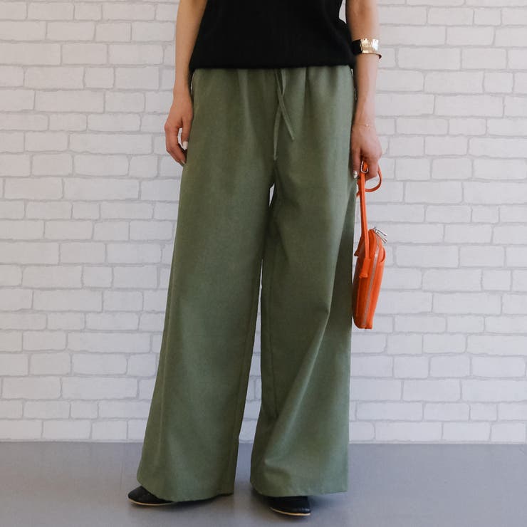 カーキ | ヘビロテ間違いなしの優秀パンツ！軽やかなリネンタッチワイドパンツ | aquagarage