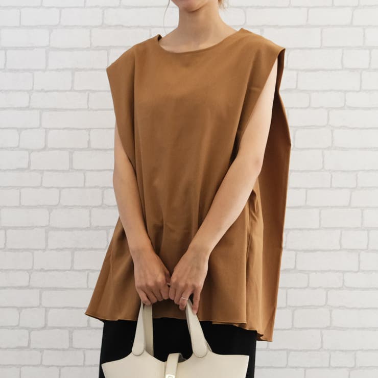 ブラウン | 前後2wayで着られる!リネンライク2wayノースリーブチュニック | aquagarage