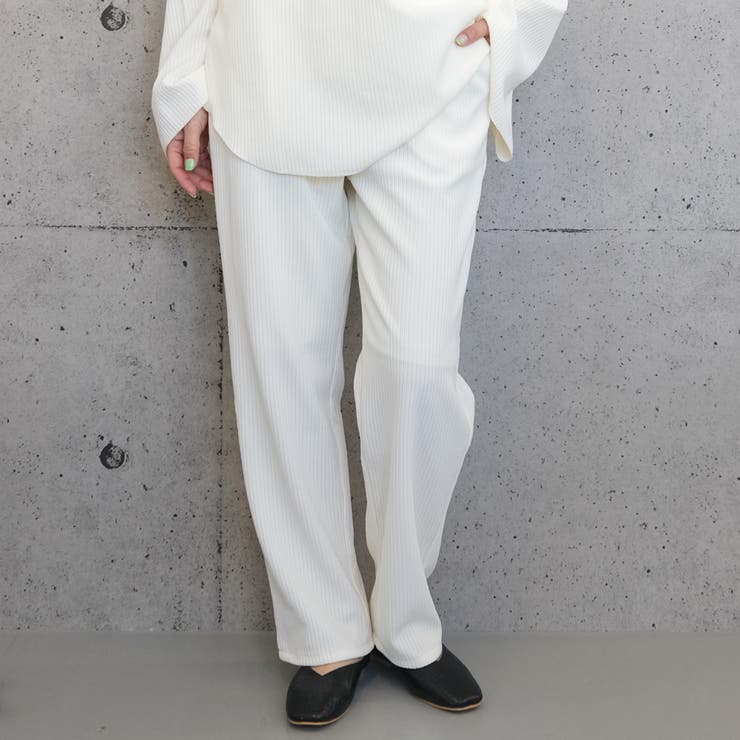 アイボリー | カジュアルコーデを格上げ！ウエストゴムリブストレートパンツ | aquagarage