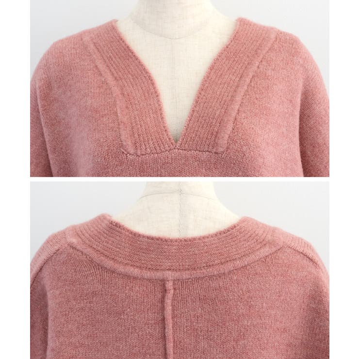 ゆるっとシルエットでこなれた印象の深Vネックニットトップス | aquagarage | 詳細画像15 