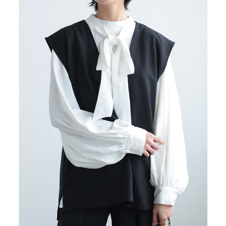 顔周りがスッキリ見せできるVネックスラッシュポケットベスト | aquagarage | 詳細画像14 