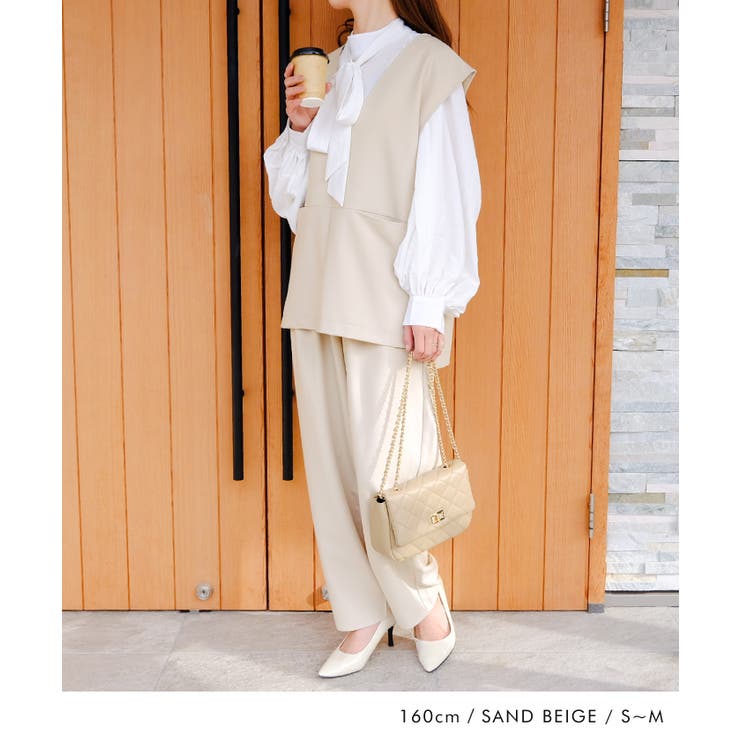 顔周りがスッキリ見せできるVネックスラッシュポケットベスト | aquagarage | 詳細画像4 