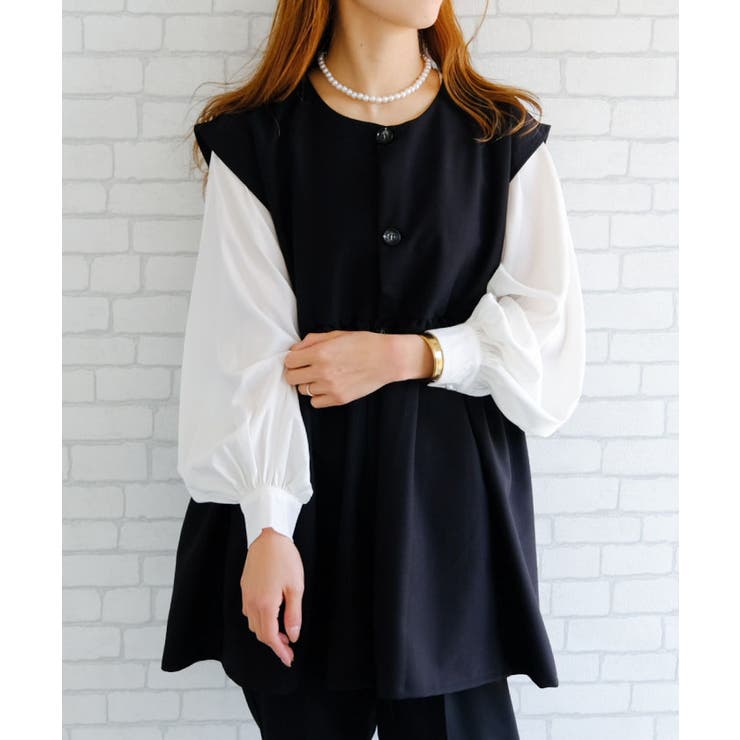 立体的なフォルムが大人可愛いウエストフレアボタンベスト | aquagarage | 詳細画像10 