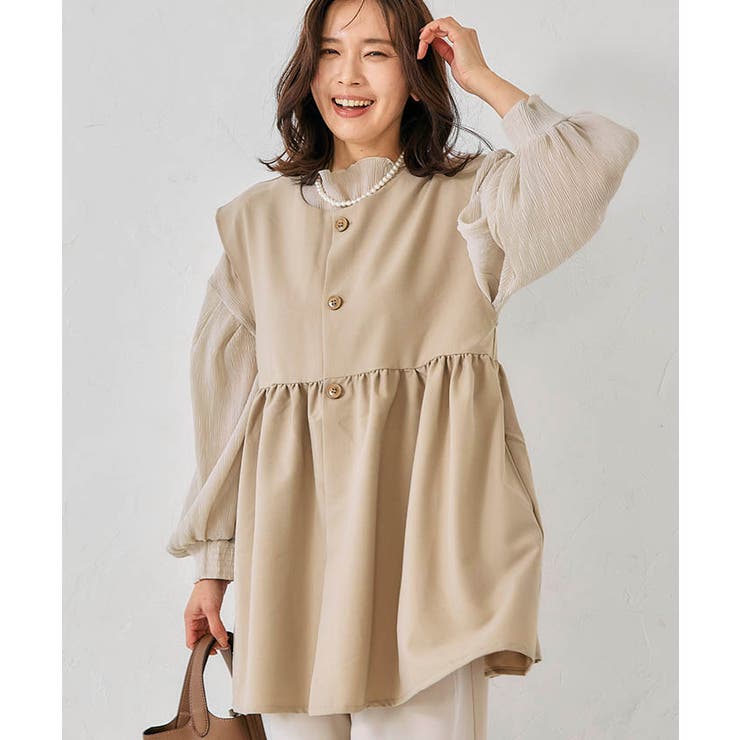 立体的なフォルムが大人可愛いウエストフレアボタンベスト | aquagarage | 詳細画像13 