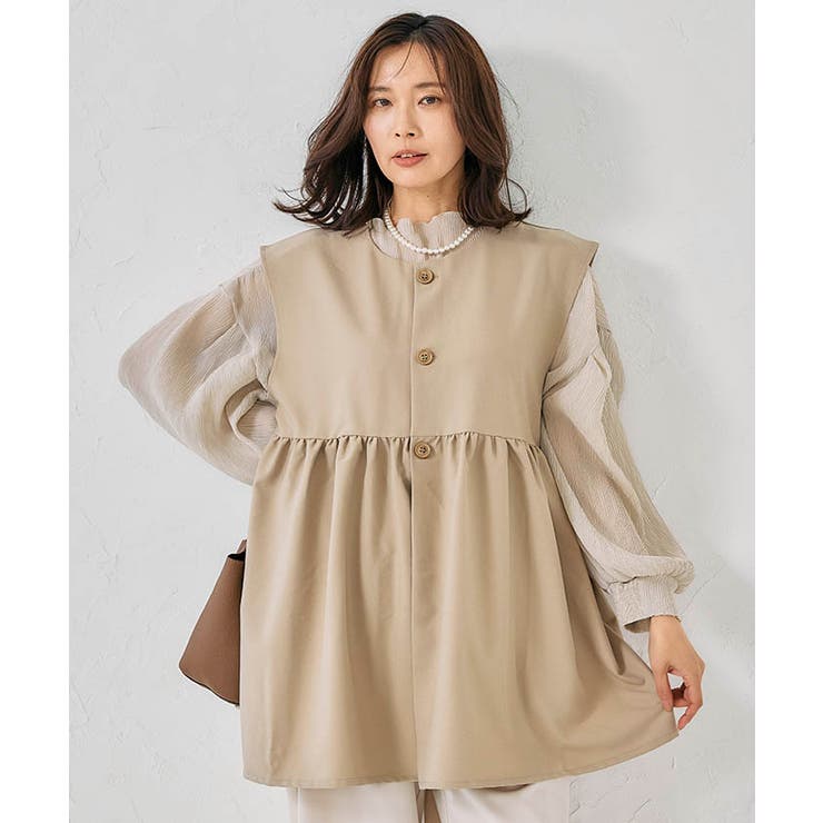 立体的なフォルムが大人可愛いウエストフレアボタンベスト | aquagarage | 詳細画像14 