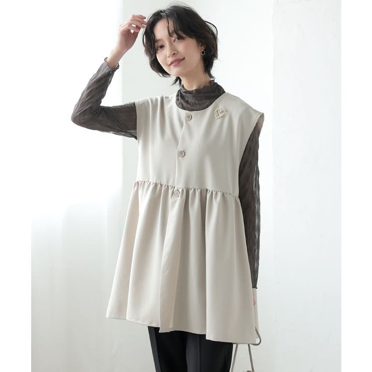 立体的なフォルムが大人可愛いウエストフレアボタンベスト | aquagarage | 詳細画像2 