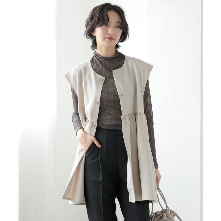 立体的なフォルムが大人可愛いウエストフレアボタンベスト | aquagarage | 詳細画像3 