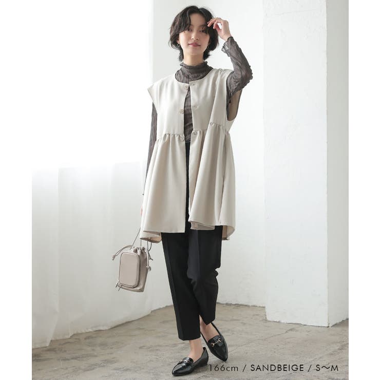 立体的なフォルムが大人可愛いウエストフレアボタンベスト | aquagarage | 詳細画像4 