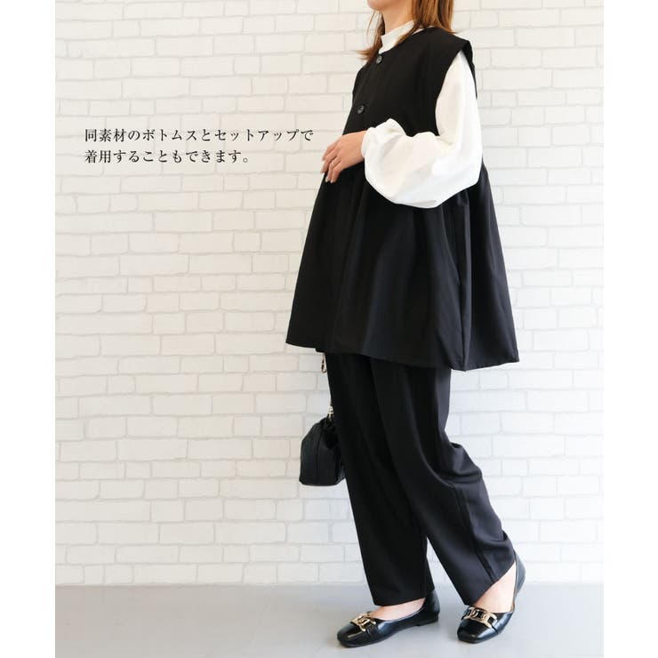 立体的なフォルムが大人可愛いウエストフレアボタンベスト | aquagarage | 詳細画像9 