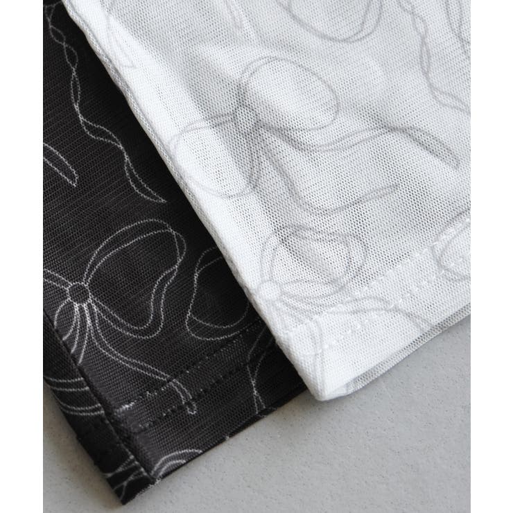 リボン柄プリントの総柄が目を惹く、シアートップス | aquagarage | 詳細画像3 