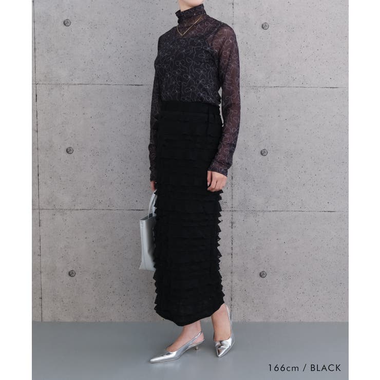 リボン柄プリントの総柄が目を惹く、シアートップス | aquagarage | 詳細画像8 