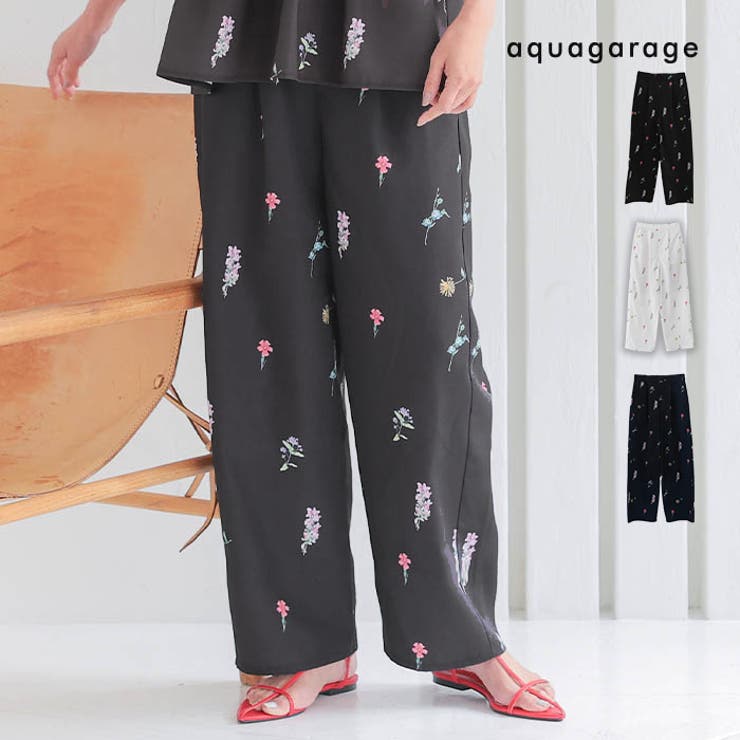 花柄ワイドパンツ  レディース 春 夏 秋 M | aquagarage | 詳細画像1 