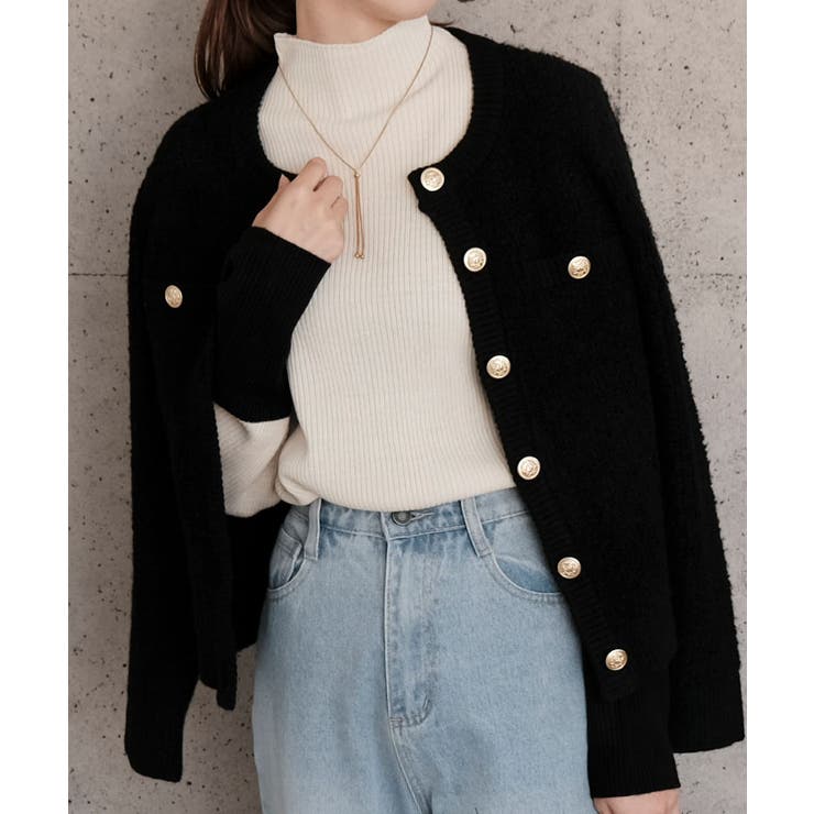 ボトルネック配色リブニットトップス  春 秋  冬 M レディース | aquagarage | 詳細画像11 