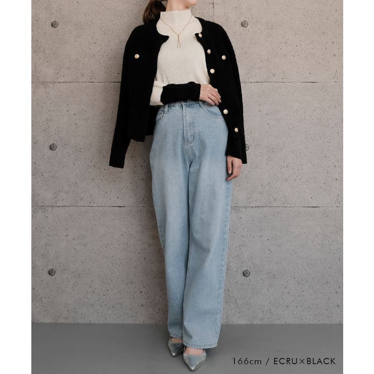 ボトルネック配色リブニットトップス  春 秋  冬 M レディース | aquagarage | 詳細画像12 