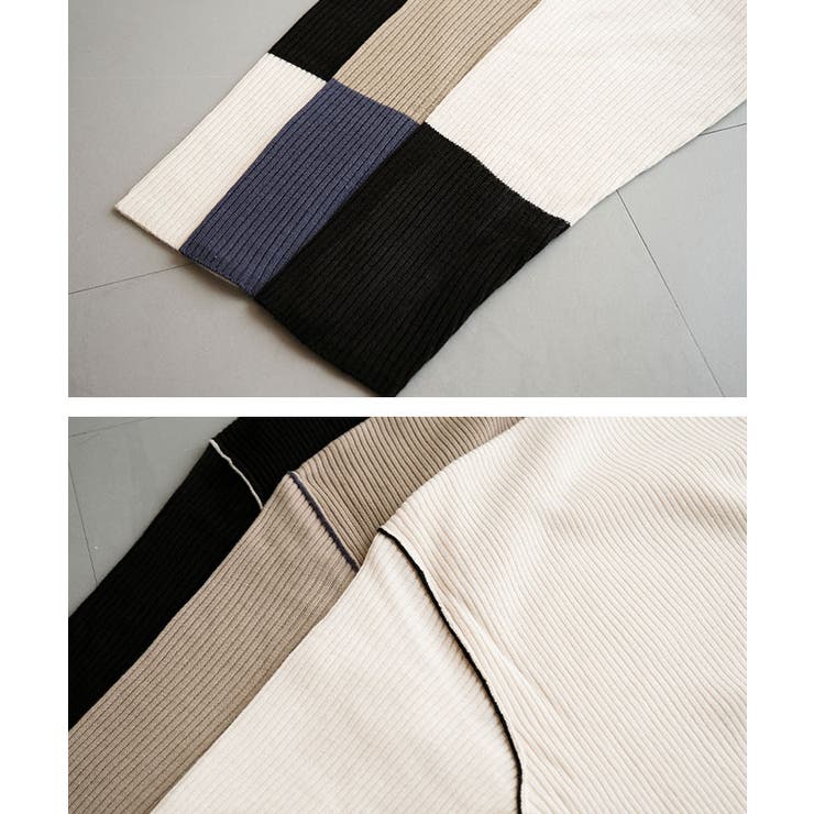 ボトルネック配色リブニットトップス  春 秋  冬 M レディース | aquagarage | 詳細画像17 