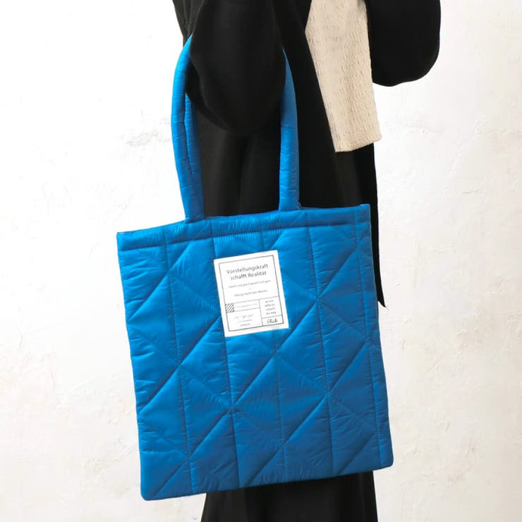ブルー | パデットキルトトートバッグ | aquagarage