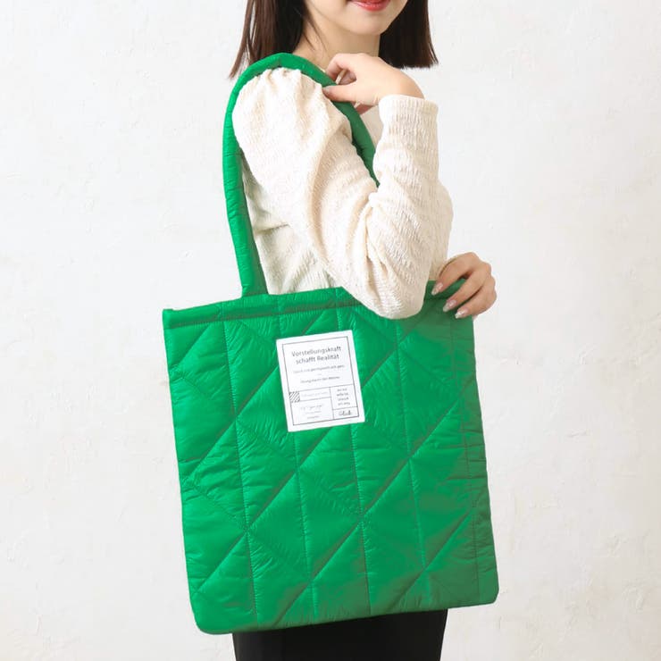 グリーン | パデットキルトトートバッグ | aquagarage