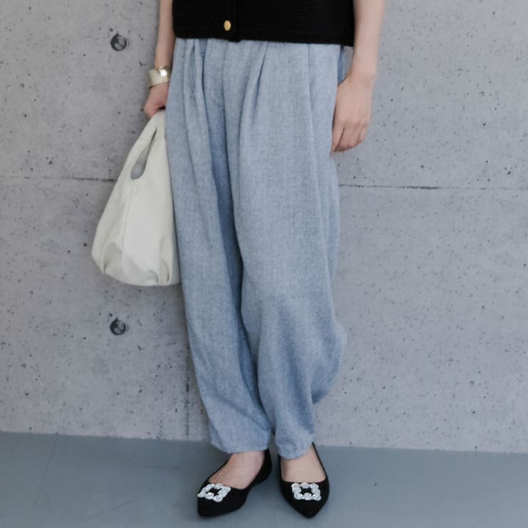 オフグレー | ヘリンボーンタックパンツ レディース 春 秋  冬 M | aquagarage