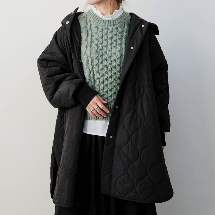 ブラック | ウエストドロストキルティングコート 秋 冬 M | aquagarage