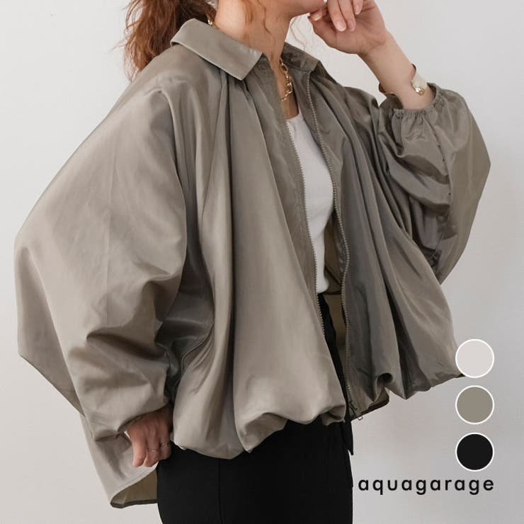 サテンドルマンブルゾン レディース 春 秋 長袖 | aquagarage | 詳細画像1 