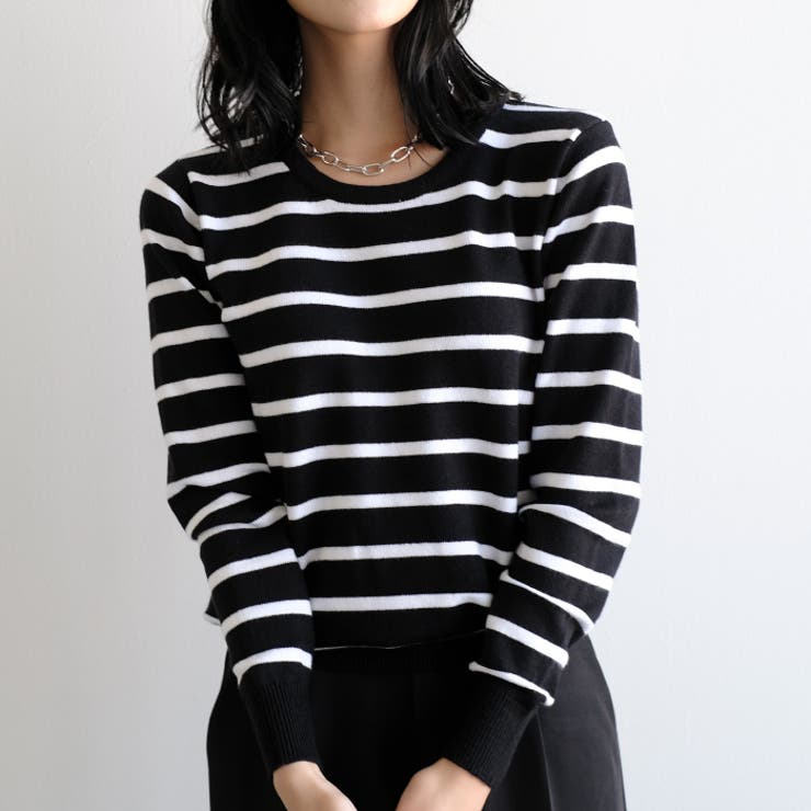 選べるVネックorUネックorタートルネック♪おうちで洗えるボーダーor無地ニッ… | aquagarage | 詳細画像2 
