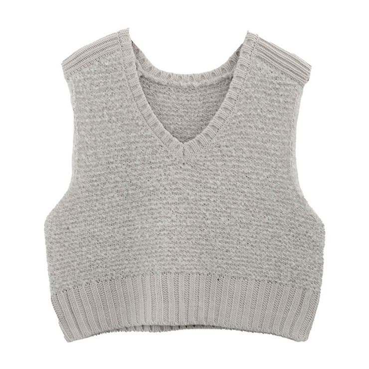 オフベージュ | ファンシーヤーンリブ切り替えベスト | aquagarage