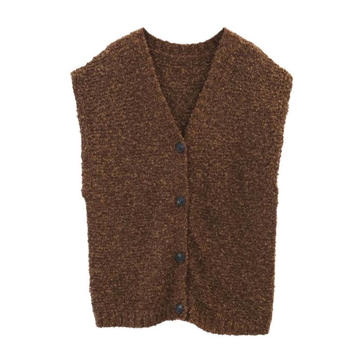 ブラウン | ファンシーヤーン前ボタンベスト | aquagarage