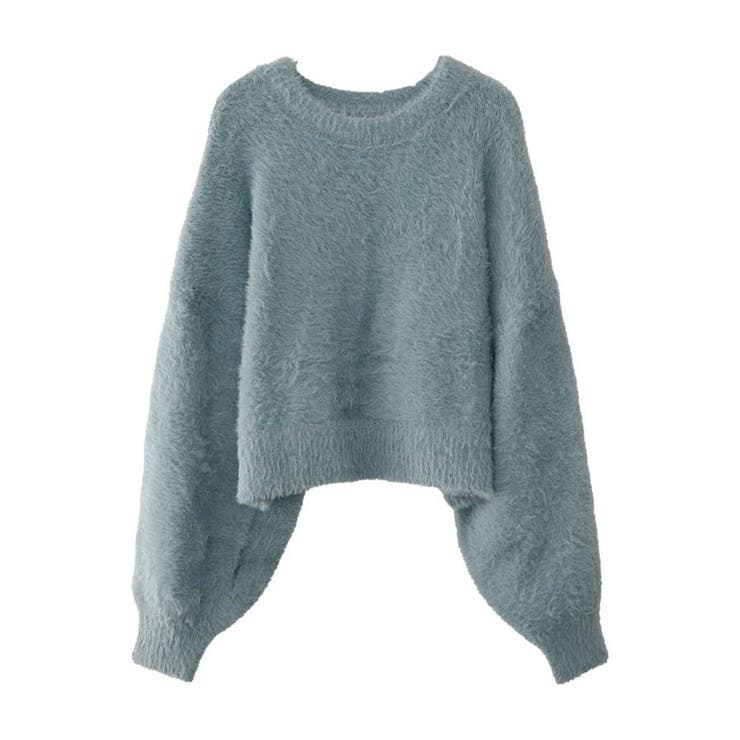 ブルー | クルーネックシャギーニットトップス | aquagarage