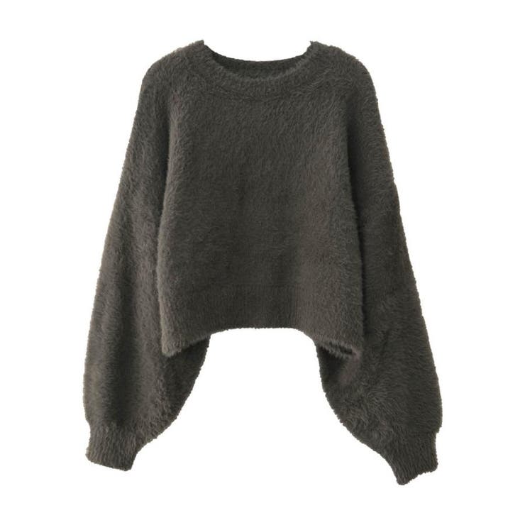 チャコール | クルーネックシャギーニットトップス | aquagarage