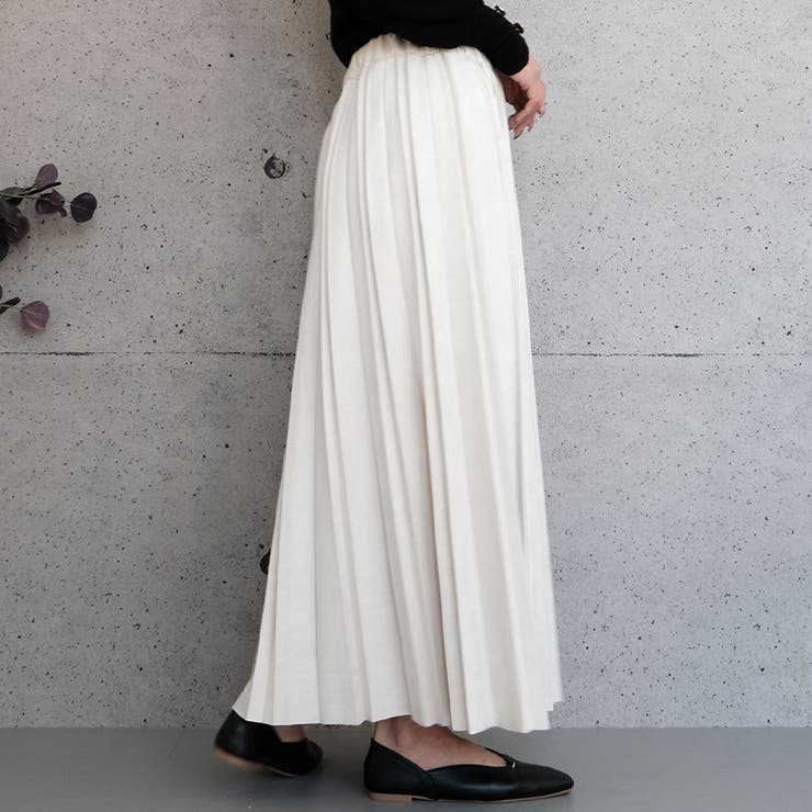 アイボリー | スエードプリーツロングスカート  レディース | aquagarage