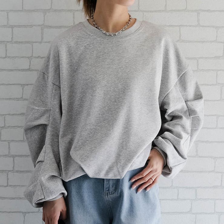 グレー | 袖タックバルーントップス 秋 冬 M  レディース | aquagarage