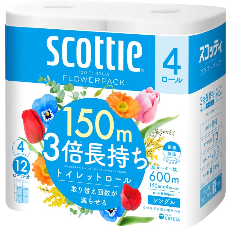 スコッティ フラワー3倍長持ち 4ロール シングル | Shoplimart＃ | 詳細画像1 