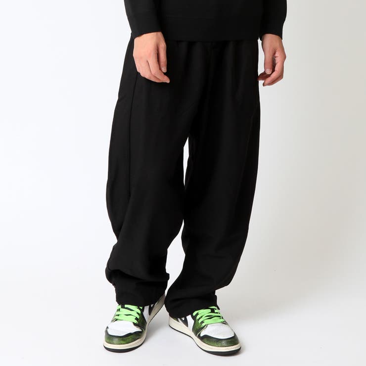 ブラック | ワイドパンツ メンズ サイドタック立体プリーツ | ARCADE