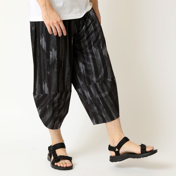 総柄ブラック(B柄) | 接触冷感 ワイドパンツ イージーパンツ | ARCADE