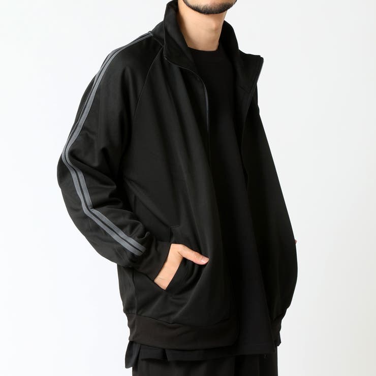 ブラック×チャコール | トラックジャケット メンズ ハイネック | ARCADE