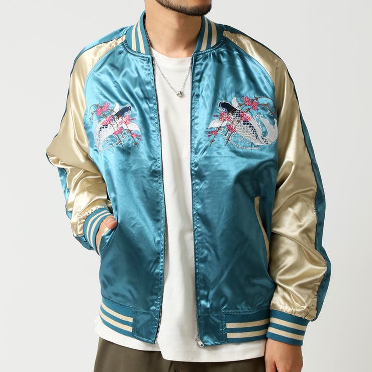 ブルー(Bタイプ) | スカジャン メンズ サテンジャンパー | ARCADE